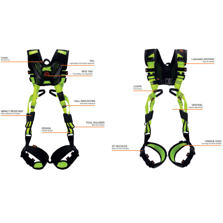 Fall Safe FS242 Lite sele, Hi-viz gul, 2XL