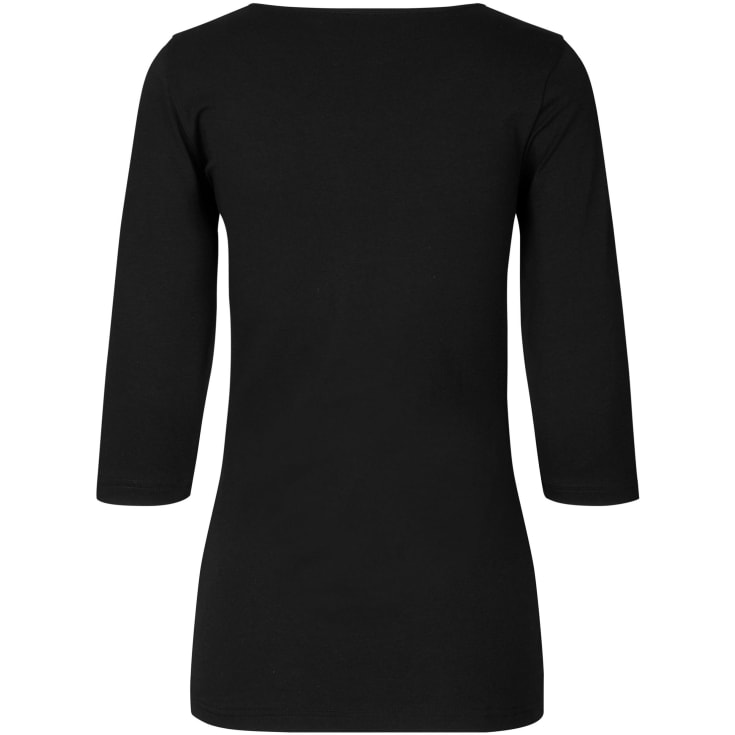 ID 3/4 ærmet dame stretch T-shirt, Sort, 2XL