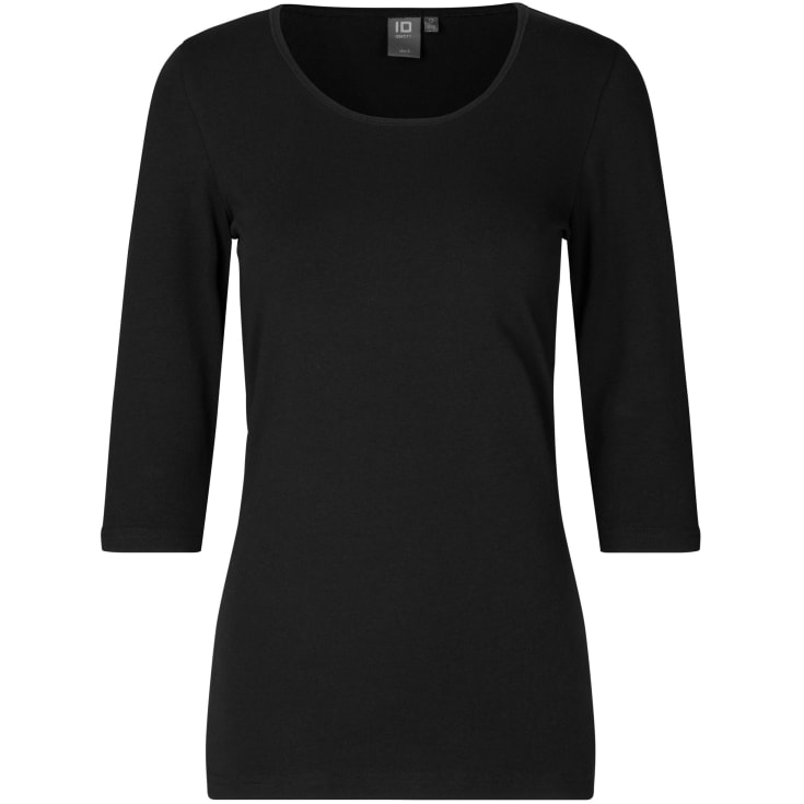 ID 3/4 ærmet dame stretch T-shirt, Sort, 2XL
