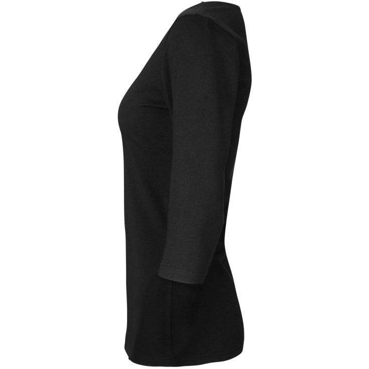 ID 3/4 ærmet dame stretch T-shirt, Sort, 2XL