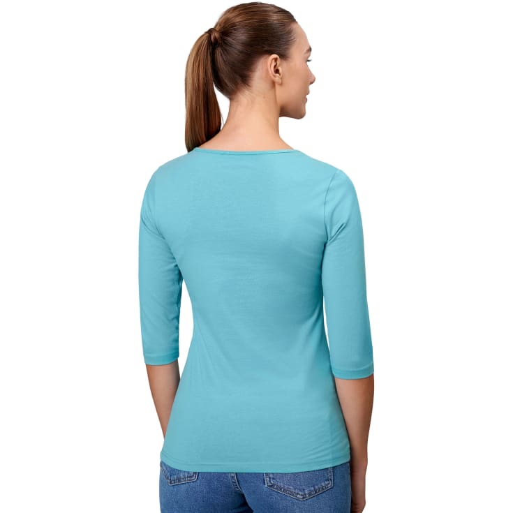 ID 3/4 ærmet dame stretch T-shirt, Støvet Aqua, S