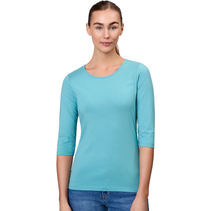 ID 3/4 ærmet dame stretch T-shirt, Støvet Aqua, S