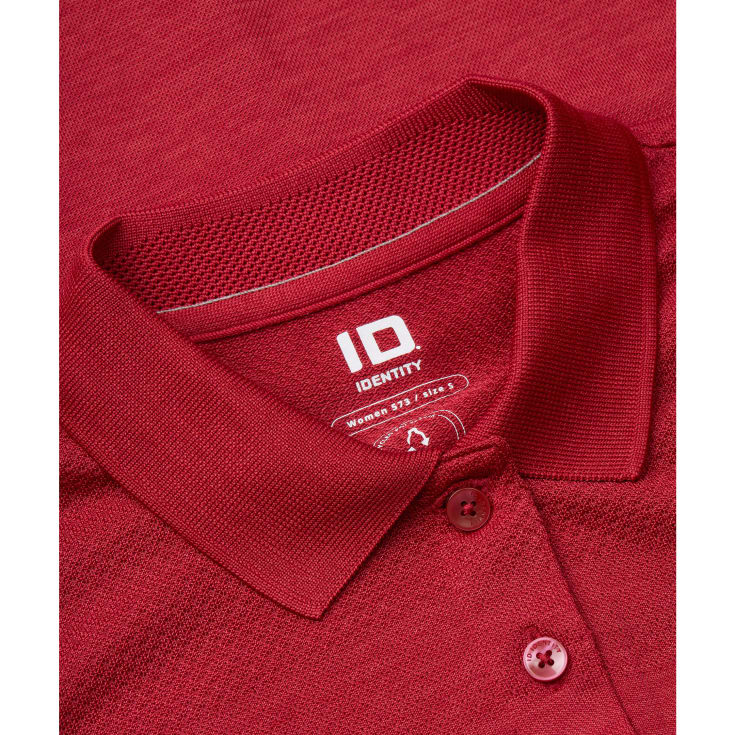 ID Active dame polo T-shirt, Mørk Rød Melange, XL