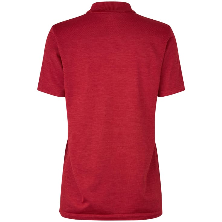 ID Active dame polo T-shirt, Mørk Rød Melange, XL
