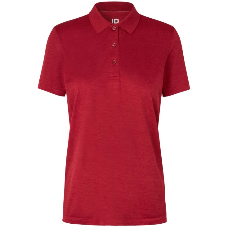 ID Active dame polo T-shirt, Mørk Rød Melange, XL
