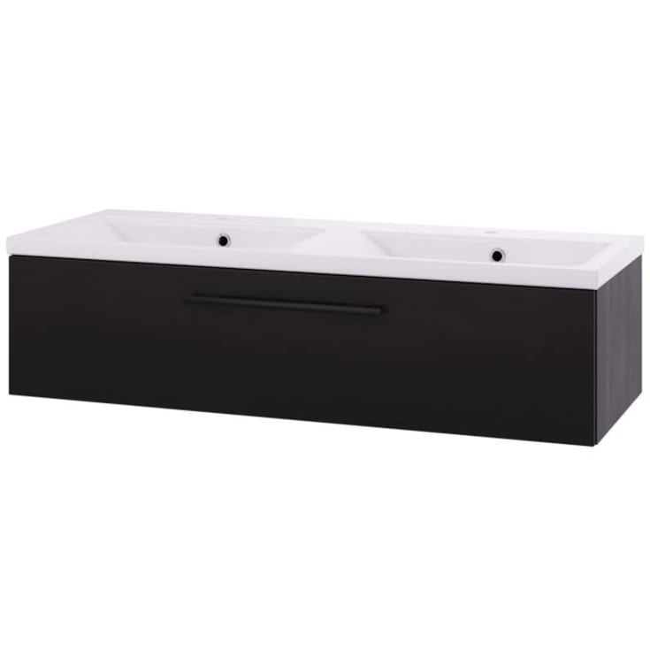 Linn Bad Ingrid servantskap, 1 skuff, høyre, 120x45,3x28,5 cm, sort eik