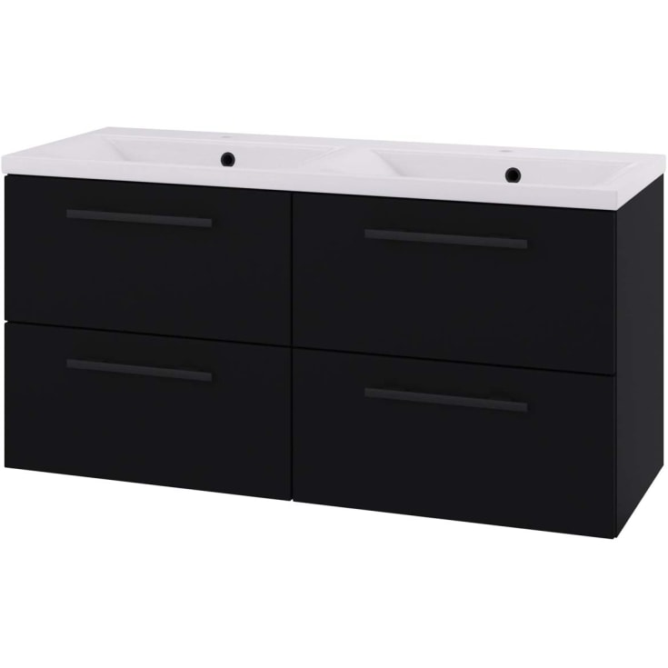 Linn Bad Ingrid servantskap, 2 Skuffer, dobbel, 120x45,3x57 cm, sort matt