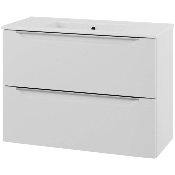 Linn Bad Mari Smal servantskap, 2 skuff, 80x35x57 cm, senter, hvit matt