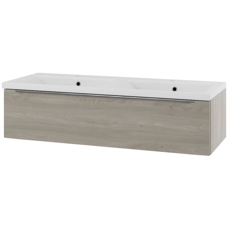 Linn Bad Mari servantskap, 1 skuff, 120x45,6x28,5 cm, dobbel, lys eik