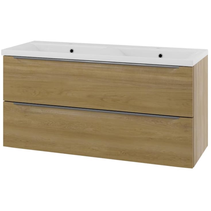 Linn Bad Mari servantskap, 2 skuffer, 120x45,6x57 cm, høyre, eikefolie