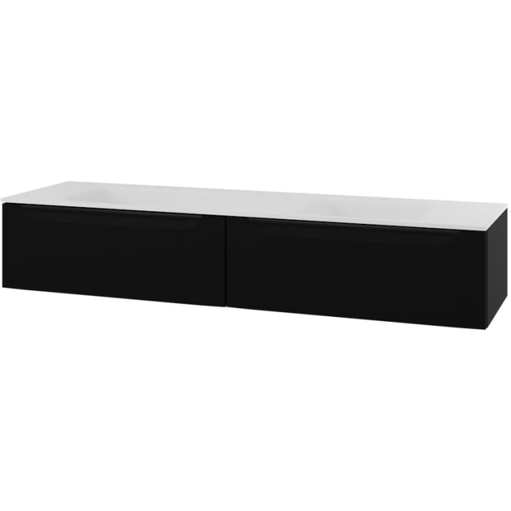Linn Bad Mari servantskap, 2 skuffer, 160x45,6x28,5 cm, dobbel, sort matt