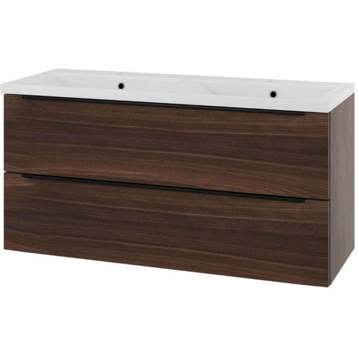 Linn Bad Mari servantskap, 2 skuffer, 120x45,6x57 cm, dobbel, valnøtt