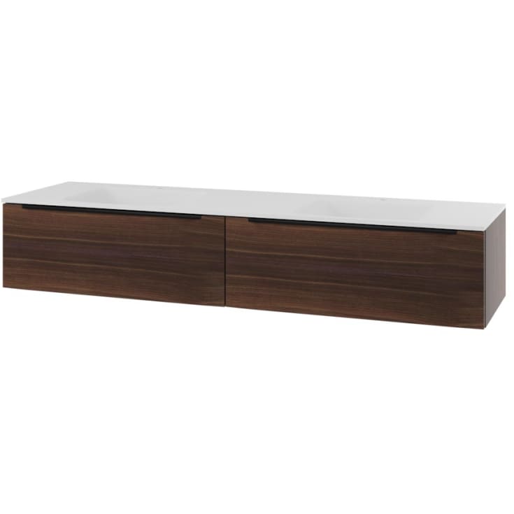 Linn Bad Mari servantskap, 2 skuffer, 160x45,6x28,5 cm, dobbel, valnøtt