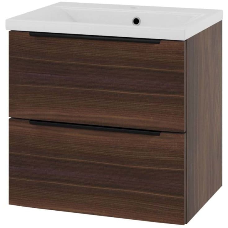 Linn Bad Mari Smal servantskap, 2 skuff, 60x35x57 cm, senter, valnøtt