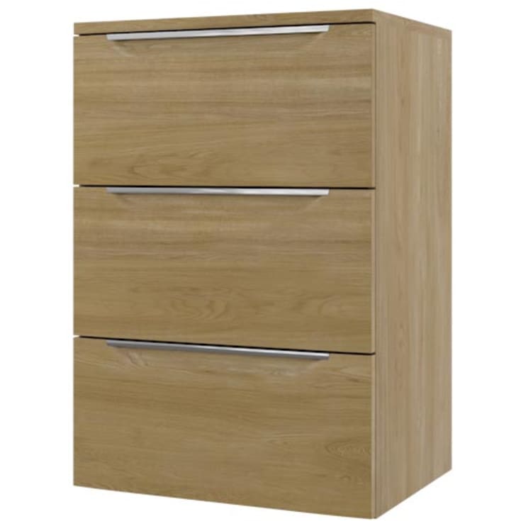 Linn Bad Mari Smal Sideskap, 3 skuffer, 60x35x87,8 cm, eikefolie