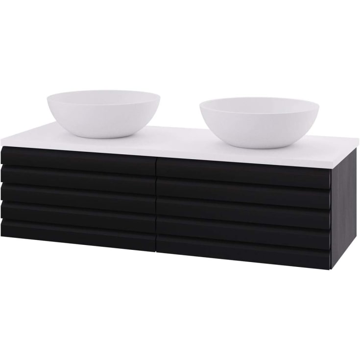 Linn Bad Selma servantskap, 1 Skuff, dobbel, 120x45,7x33,4 cm, sort eikestav