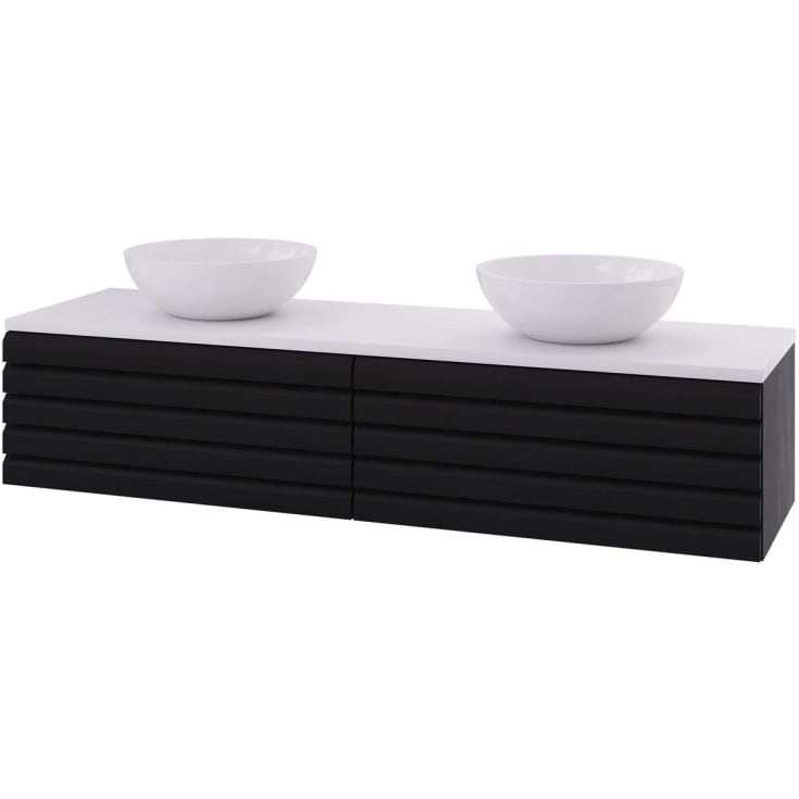 Linn Bad Selma servantskap, 1 Skuff, dobbel, 160x45,7x33,4 cm, sort eikestav