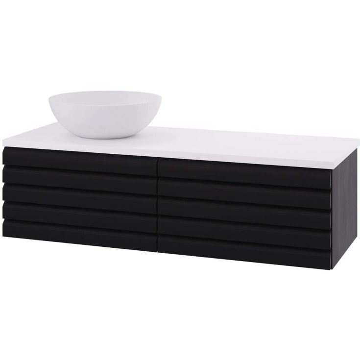 Linn Bad Selma servantskap, 1 skuff, venstre, 120x45,7x33,4 cm, sort eikestav
