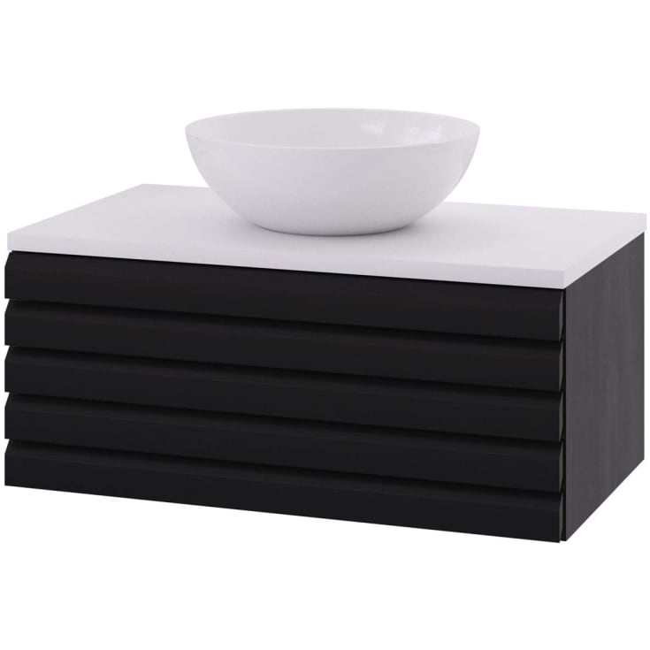 Linn Bad Selma servantskap, 1 Skuff, 80x45,7x33,4 cm, sort eikestav