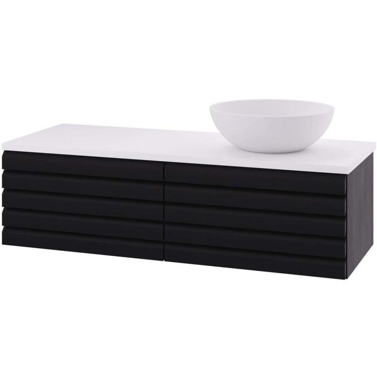 Linn Bad Selma servantskap, 1 skuff, høyre, 120x45,7x33,4 cm, sort eikestav