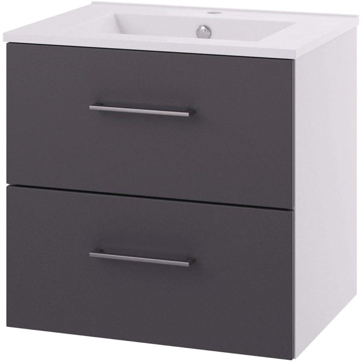 Linn Bad Hilde Møbelpakke, 2 skuffer, 60x46x59,8 cm, med servant, grå matt