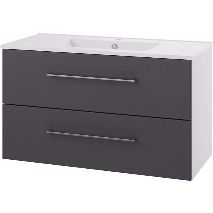 Linn Bad Hilde Møbelpakke, 2 skuffer, 100x46x59,8 cm, med servant, grå matt