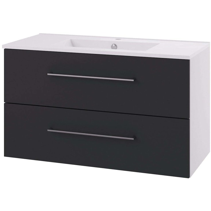 Linn Bad Hilde Møbelpakke, 2 skuffer, 100x46x59,8 cm, med servant, sort matt