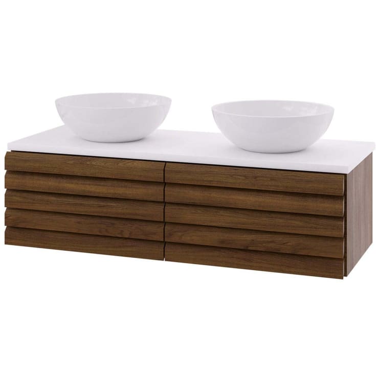 Linn Bad Selma servantskap, 1 Skuff, dobbel, 120x45,7x33,4 cm, mørk eikestav