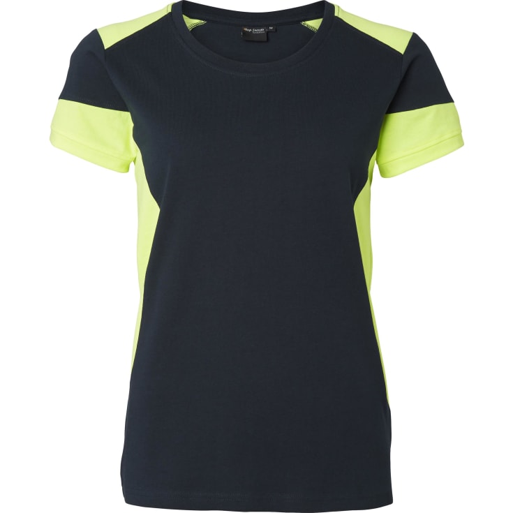 Top Swede dame T-shirt 211, Navy/Hi-Vis gul, XS