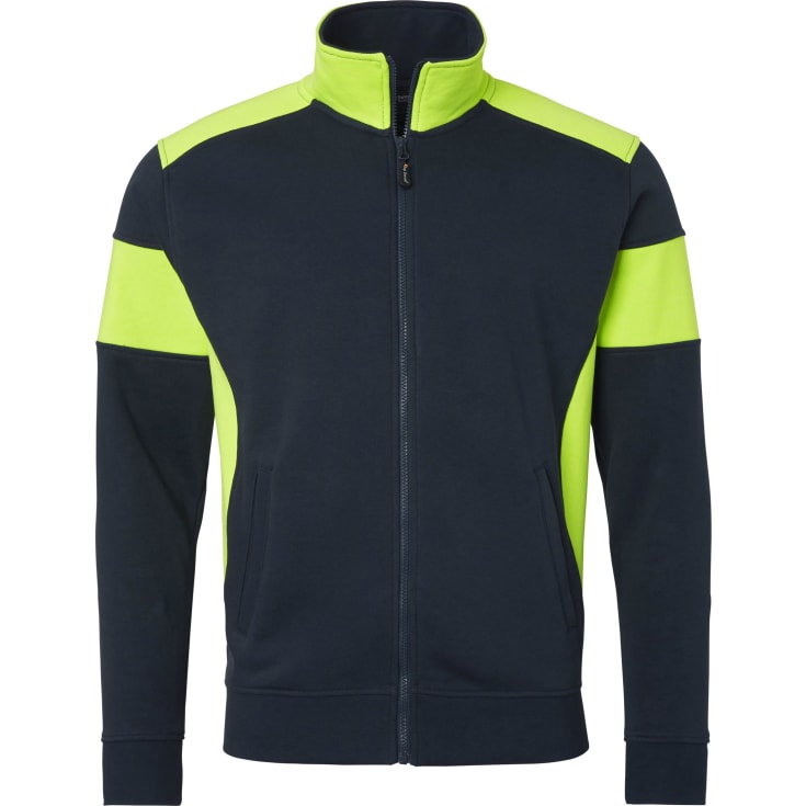 Top Swede cardigan 223, Navy/Hi-Vis gul, L