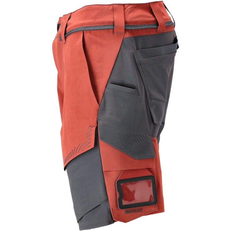 Mascot Customized arbetsshorts med stretch, rödorange/grĂ¥, stl 29C68