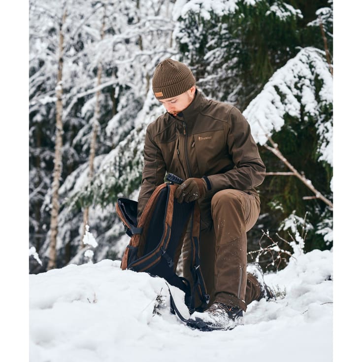 Pinewood Småland Stretch softshelljakke, Dark Olive/Suede Brown, L