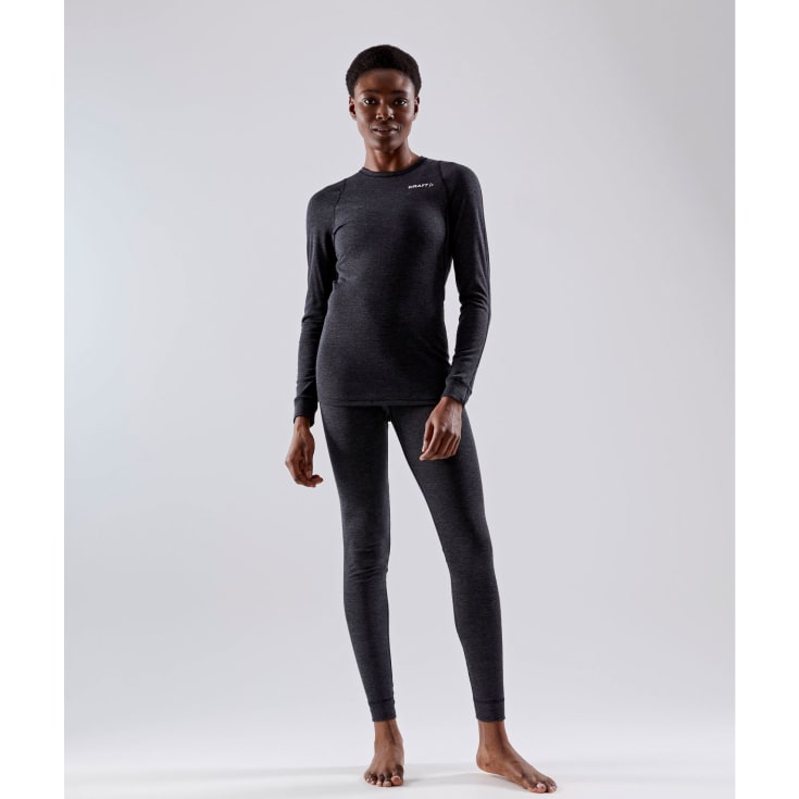 Craft Core dame baselayersæt med merinould, Sort melange, XL