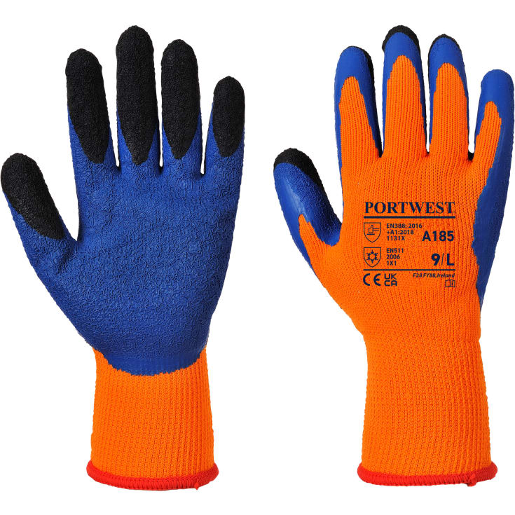 Portwest A185 Duo-Therm handsker, Orange/blå, L/9