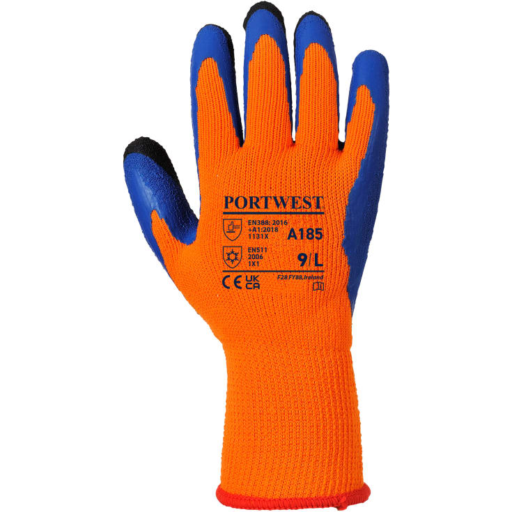 Portwest A185 Duo-Therm handsker, Orange/blå, L/9