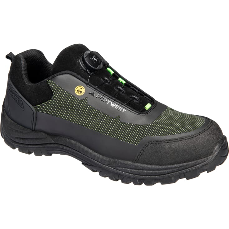 Portwest FE05 Girder Composite Low sikkerhedssko S3S, Sort/Grøn, 45