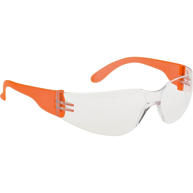 Portwest PW32 wrap around sikkerhedsbriller, Klar/orange, ONESIZE