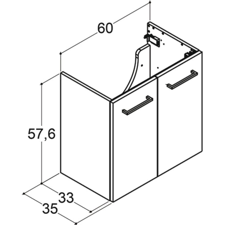 Dansani Mido+ underskab, 60x35 cm, mat hvid
