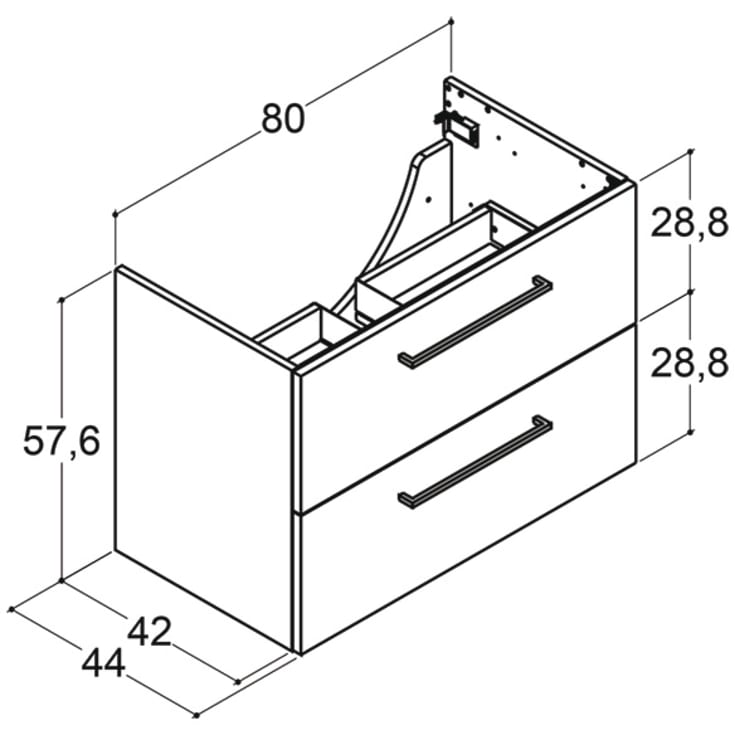 Dansani Mido+ underskab, 80x44 cm, mat hvid