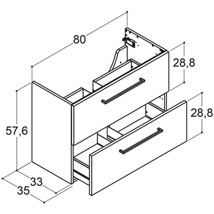 Dansani Mido+ underskab, 80x35 cm, eg