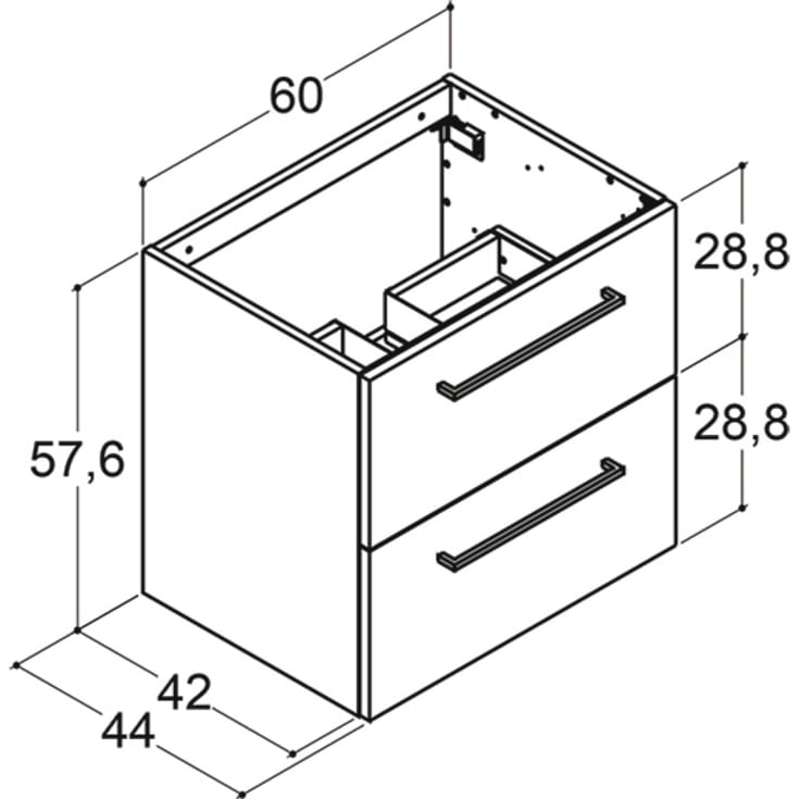Dansani Mido+ underskab, 60x44 cm, mat grå