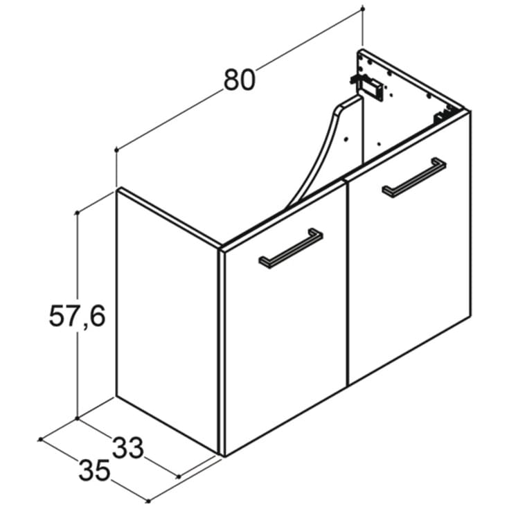 Dansani Mido+ servantskap, 80x35 cm, eik