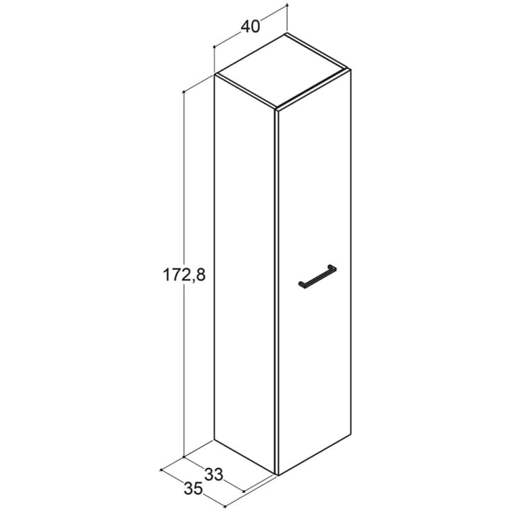 Dansani Mido+ højskab, 40x172,8 cm, højre, eg