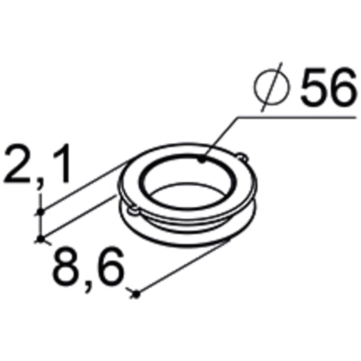 Dansani afdækningsring til rørgennemføring i skab med låger, Ø56 mm, hvid