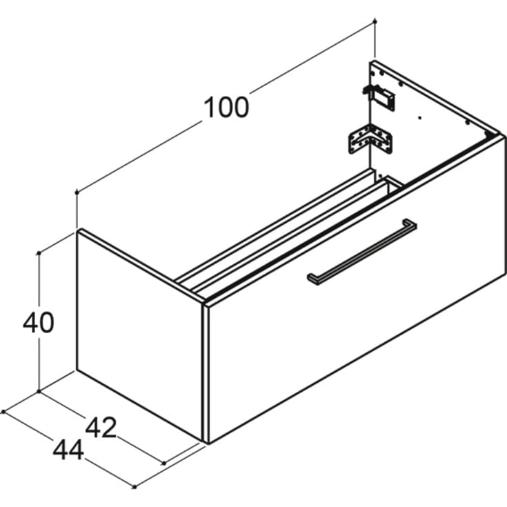 Dansani Mido+ underskab, 100x44 cm, mat hvid