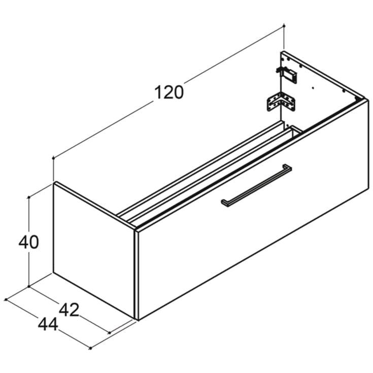 Dansani Mido+ underskab, 120x44 cm, hvid højglans