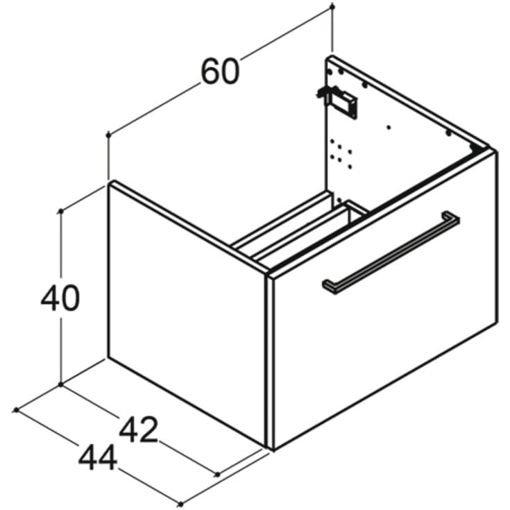 Dansani Mido+ underskab, 60x44 cm, sort