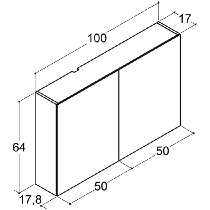 Dansani Mido+ Select spejlskab, 100x64 cm, eg