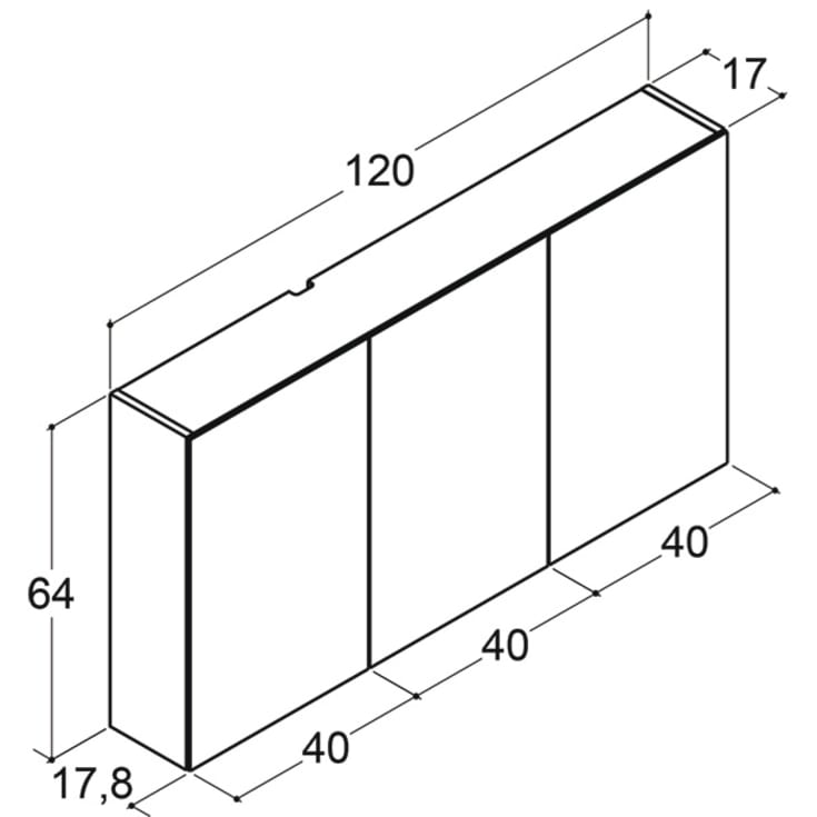Dansani Mido+ Select spejlskab, 120x64 cm, eg