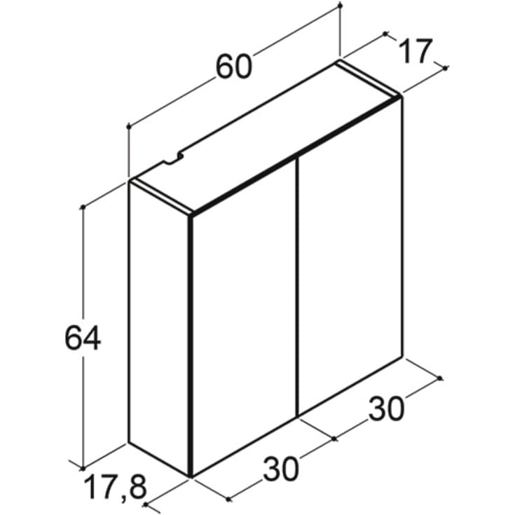 Dansani Mido+ Select spejlskab, 60x64 cm, eg